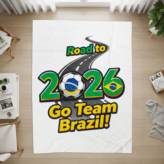 Road to 2026 Go Team Brazil Rug Soccer Enthusiast Decor