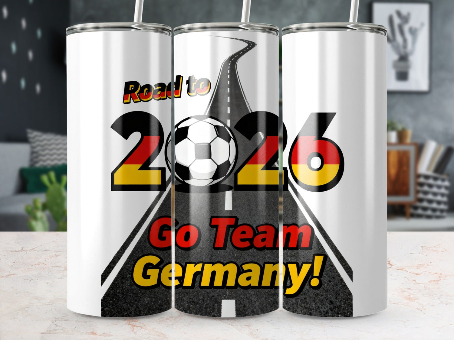 Soccer 20oz Stainless Steel Skinny Tumbler