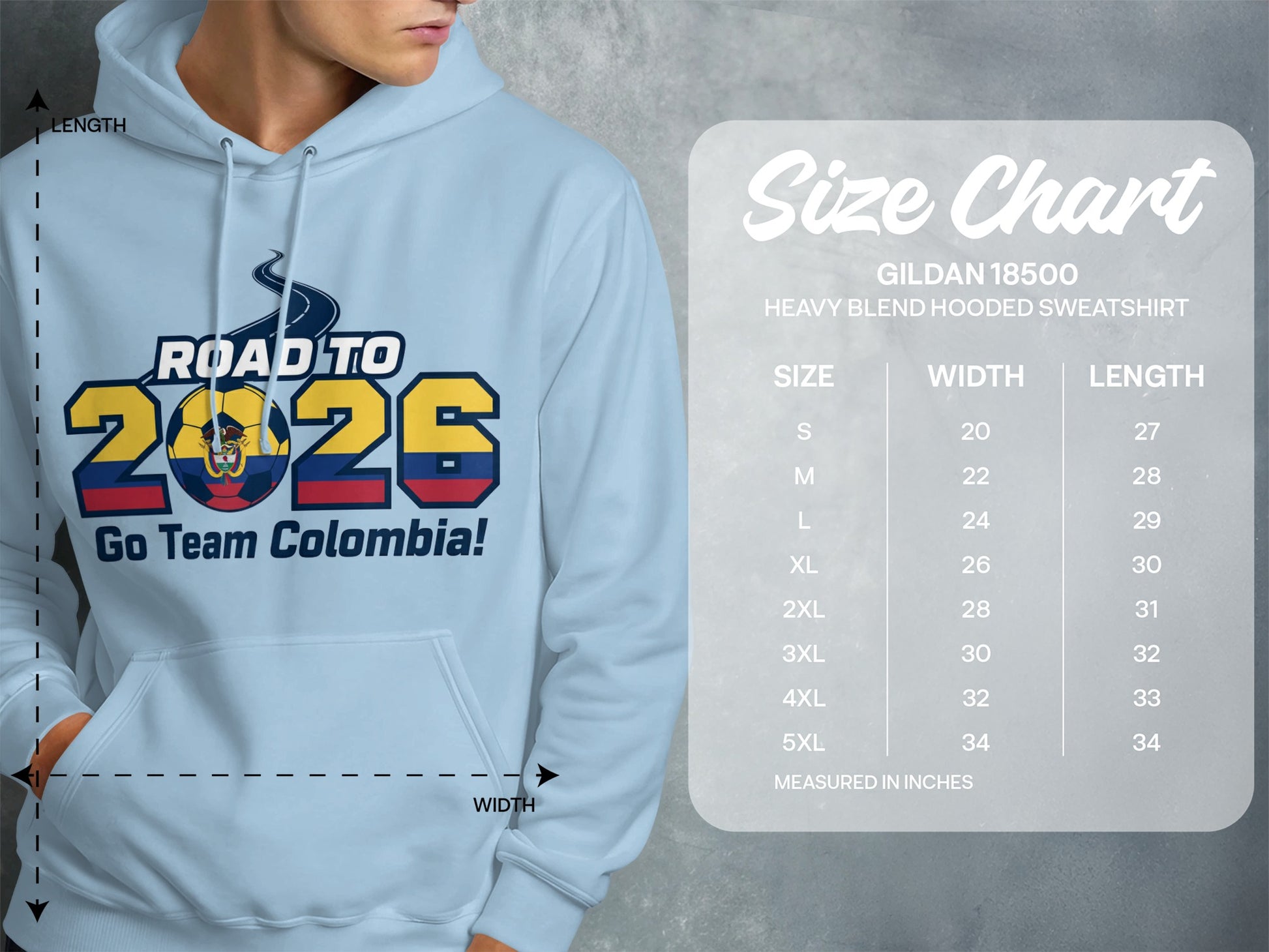 Road to 2026 Go Team Colombia Heavy Blend Hooded Sweatshirt