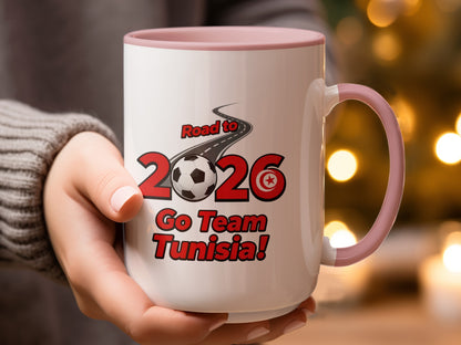 Road to 2026 Go Team Tunisia soccer themed mug
