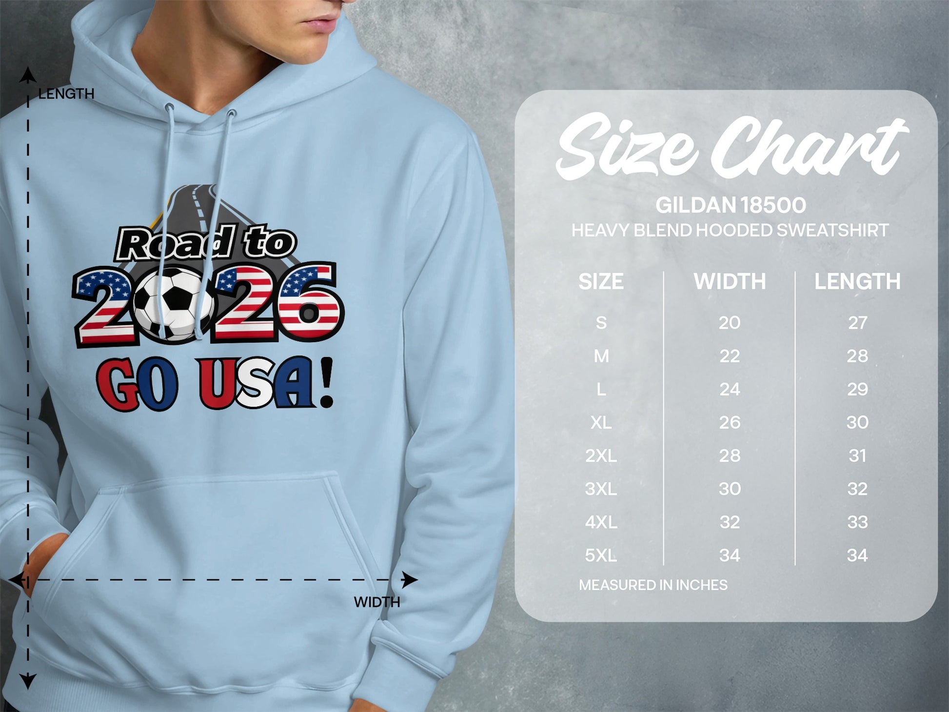 Road to 2026 Go USA Heavy Blend Hooded Sweatshirt