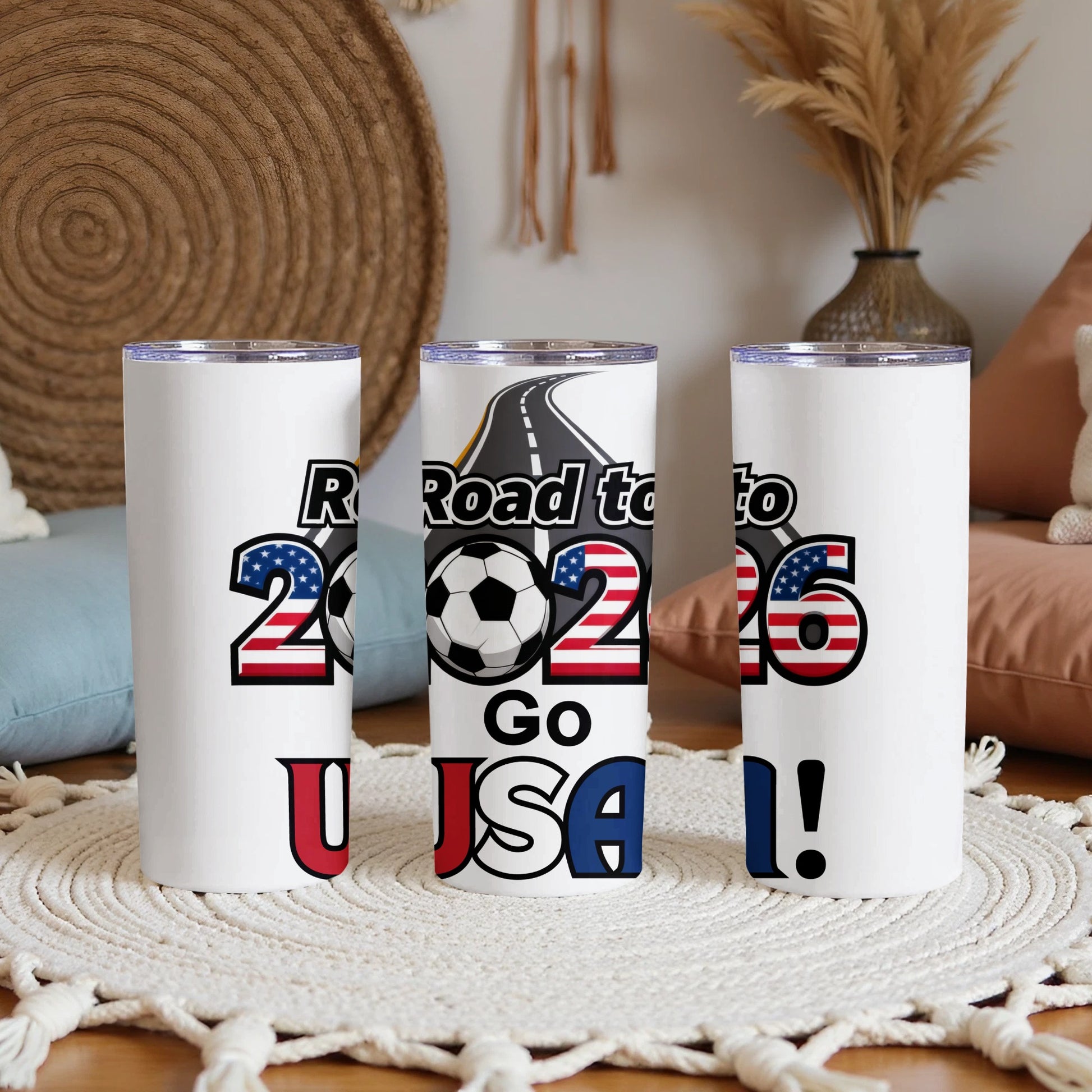 Road to 2026 Go USA soccer fan tumbler
