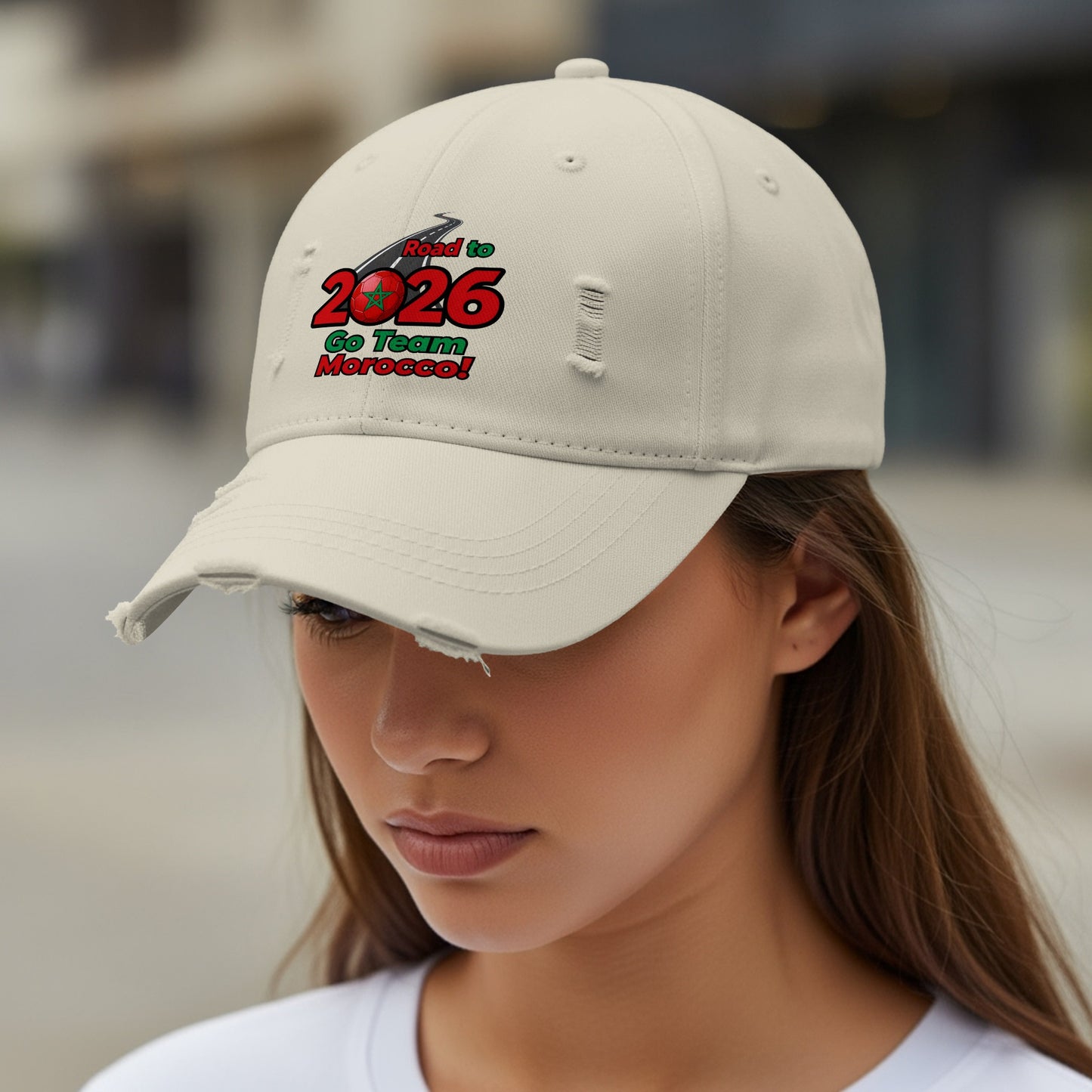 Road to 2026 Go Team Morocco Distressed Baseball Cap