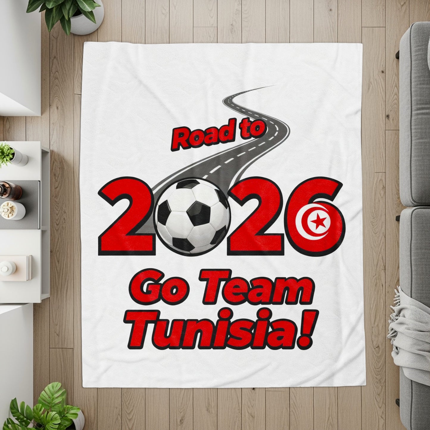 Road to 2026 Go Team Tunisia Sports Theme Blanket