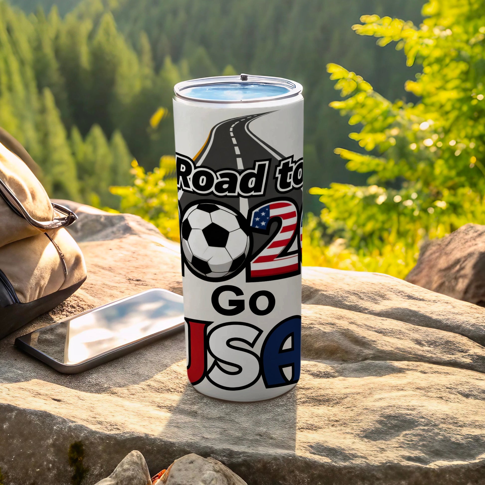 Road to 2022 Go USA football-themed tumbler