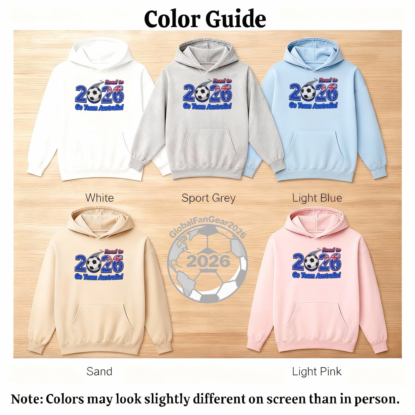 Soccer Team Australia 2026 Hoodies in Multiple Colors