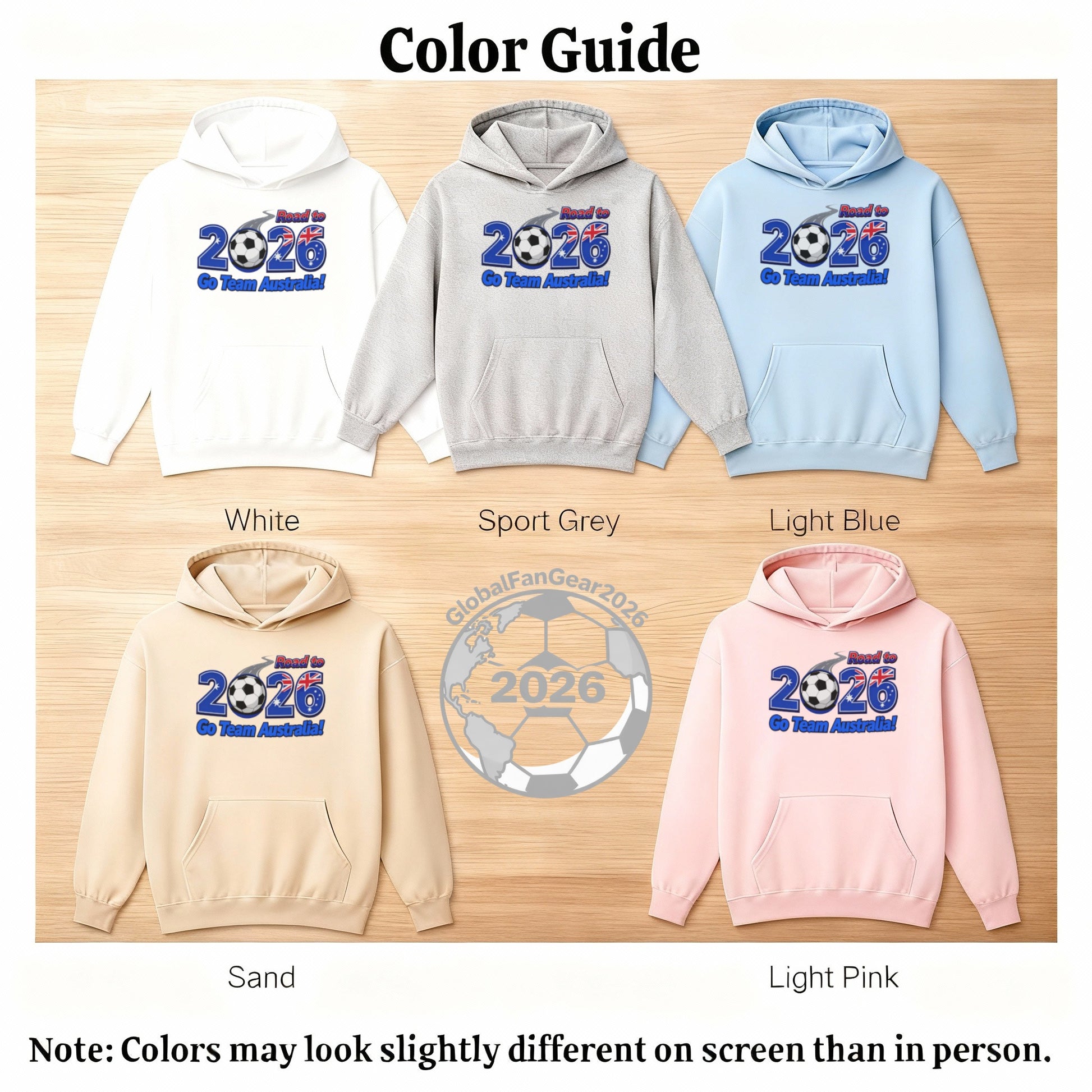 Soccer Team Australia 2026 Hoodies in Multiple Colors