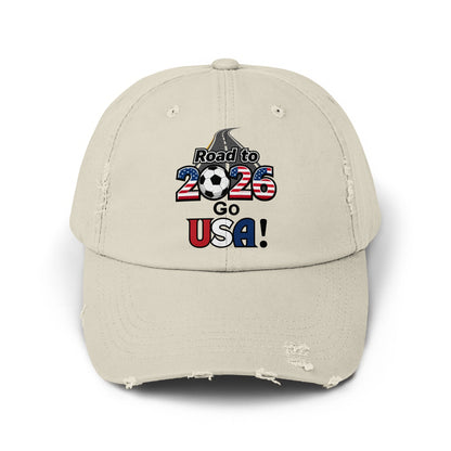 Road to 2026 Go USA Distressed Soccer Cap