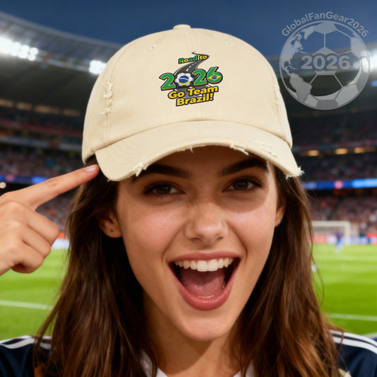 Exciting Go Team Brazil 2026 Distressed Cap