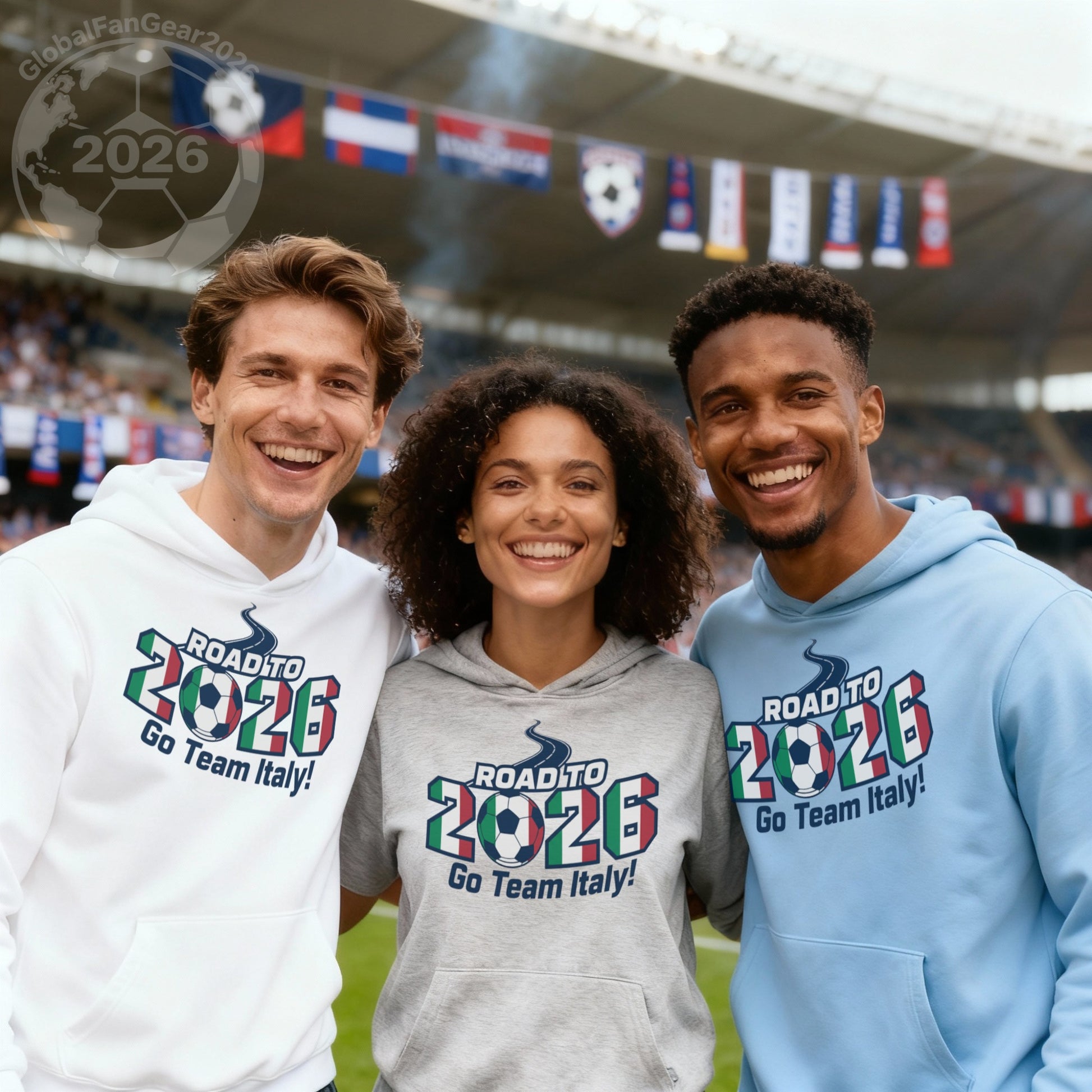 Road to 2026 Go Team Italy Hoodie for Soccer Fans