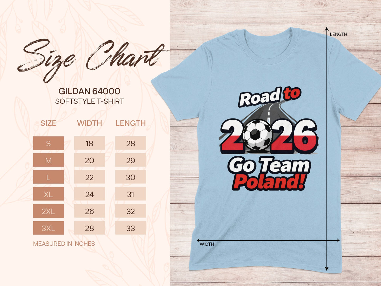 Road to 2026 Go Team Poland T-shirt Size Chart